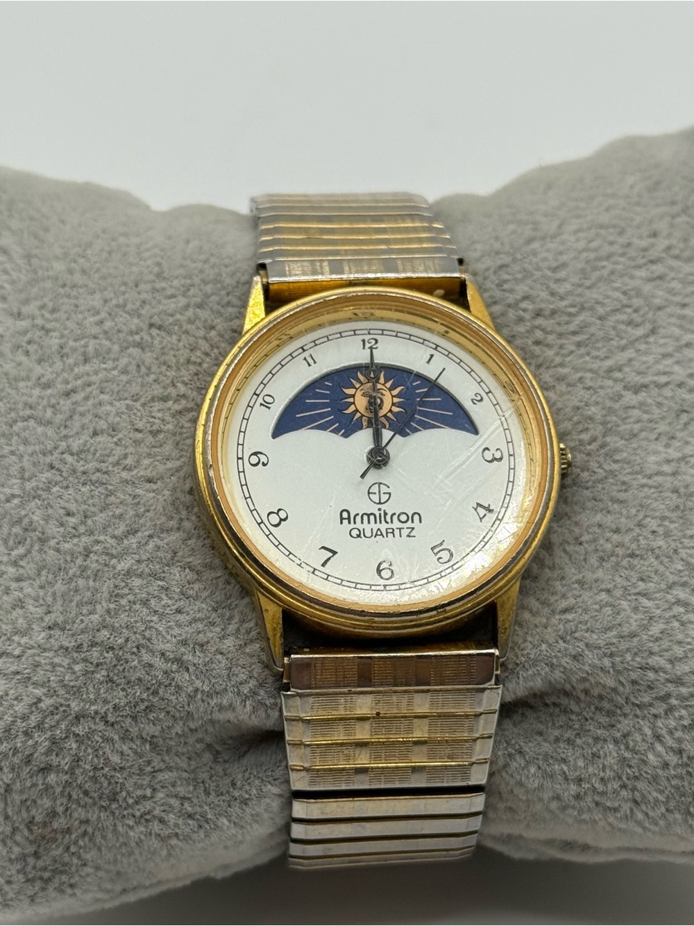 Armitron Two-Tone Gold and Silver Watch with Blue Sun/Moon Dial